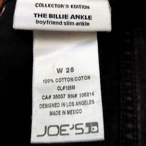 Joe's Jeans Collectors The Billie Ankle Boyfriend Slim Jeans Black Size 26 - Picture 15 of 15